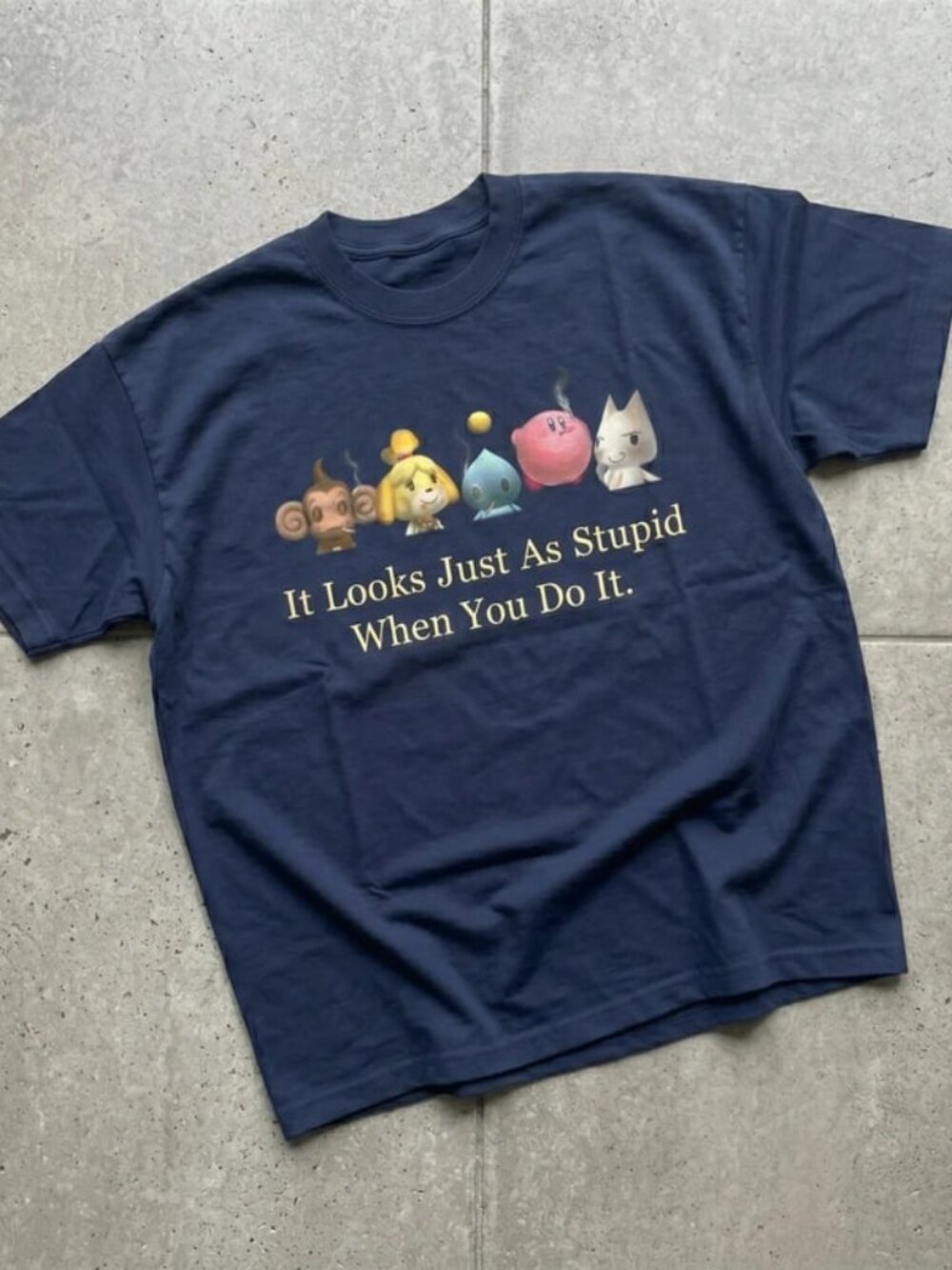 Funny Smoking Animal Navy T-shirt - size S